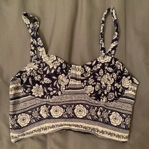 American Eagle Blue and White Crop top